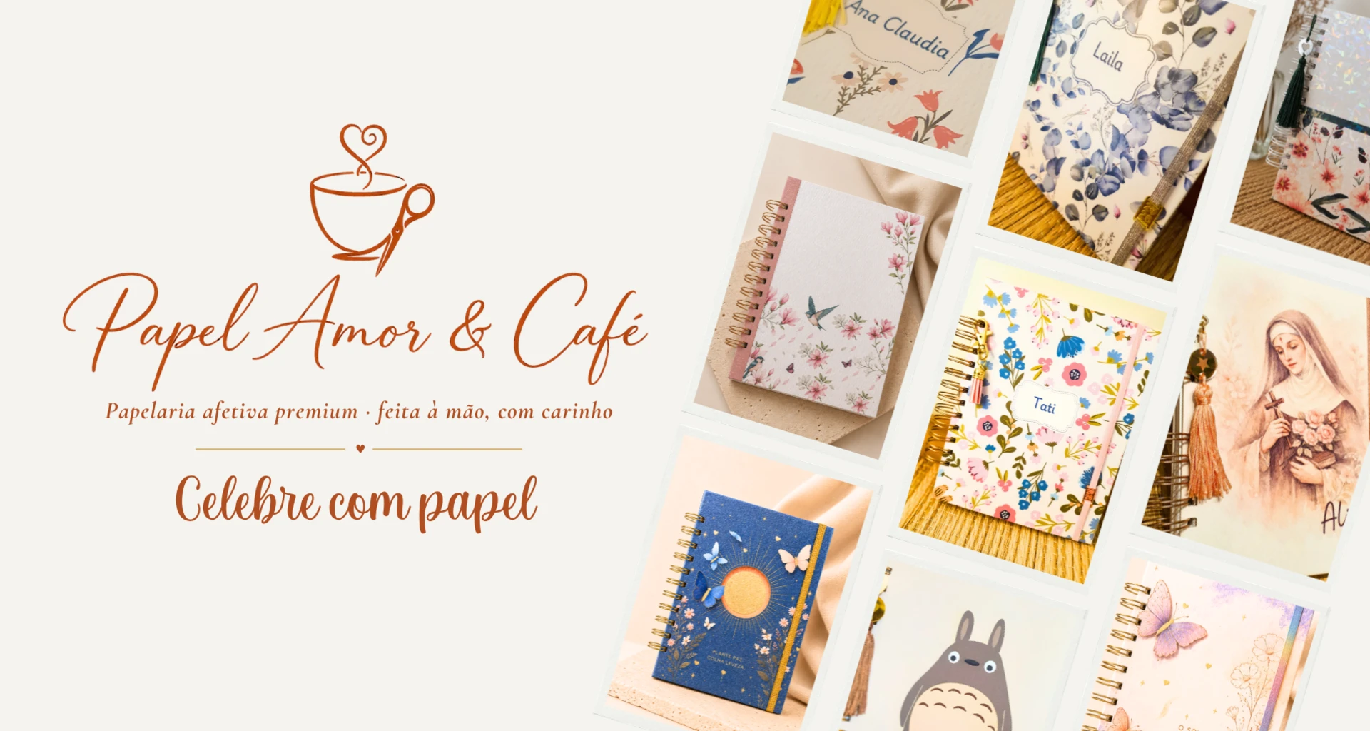 Papel Amor & Café — Papelaria afetiva premium, feita à mão com carinho. Celebre com papel.