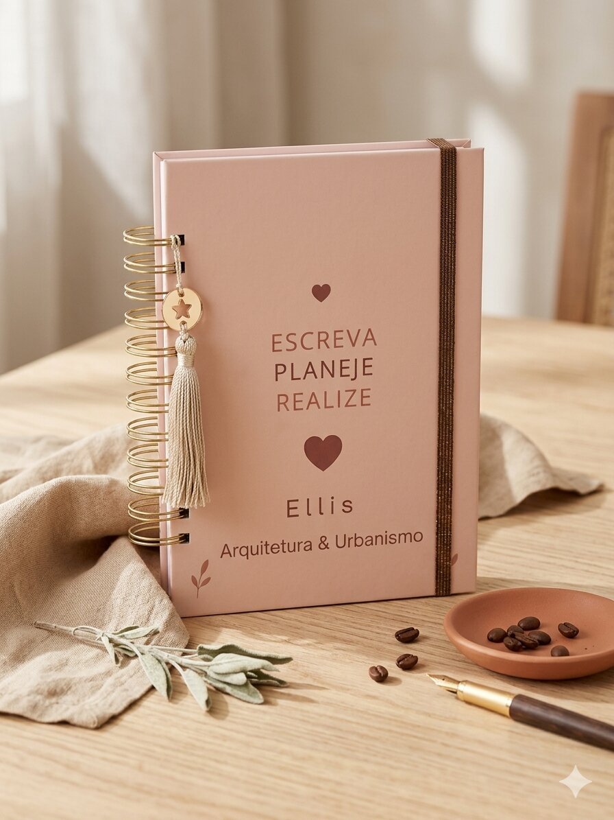 Planner Verde Sálvia produzido à mão